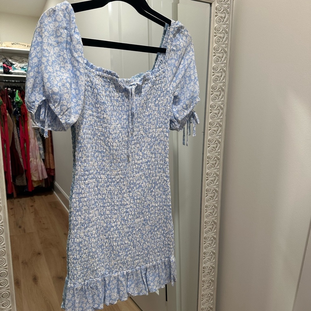 Lost + Wonderer blue floral dress